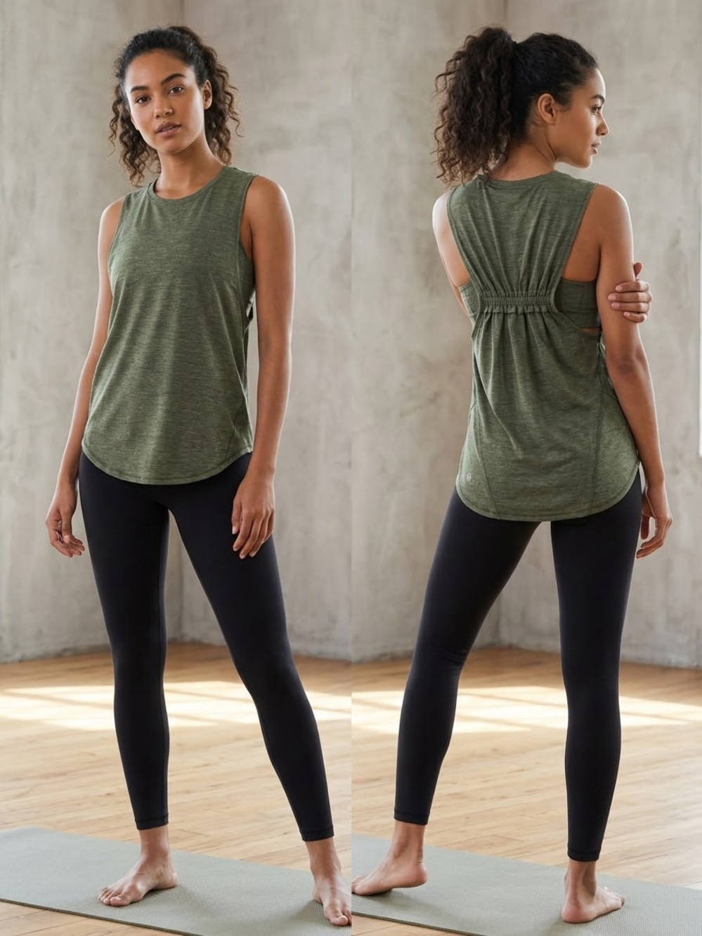 Lululemon In A Cinch Tank – Heathered Fatigue Green – Size 6